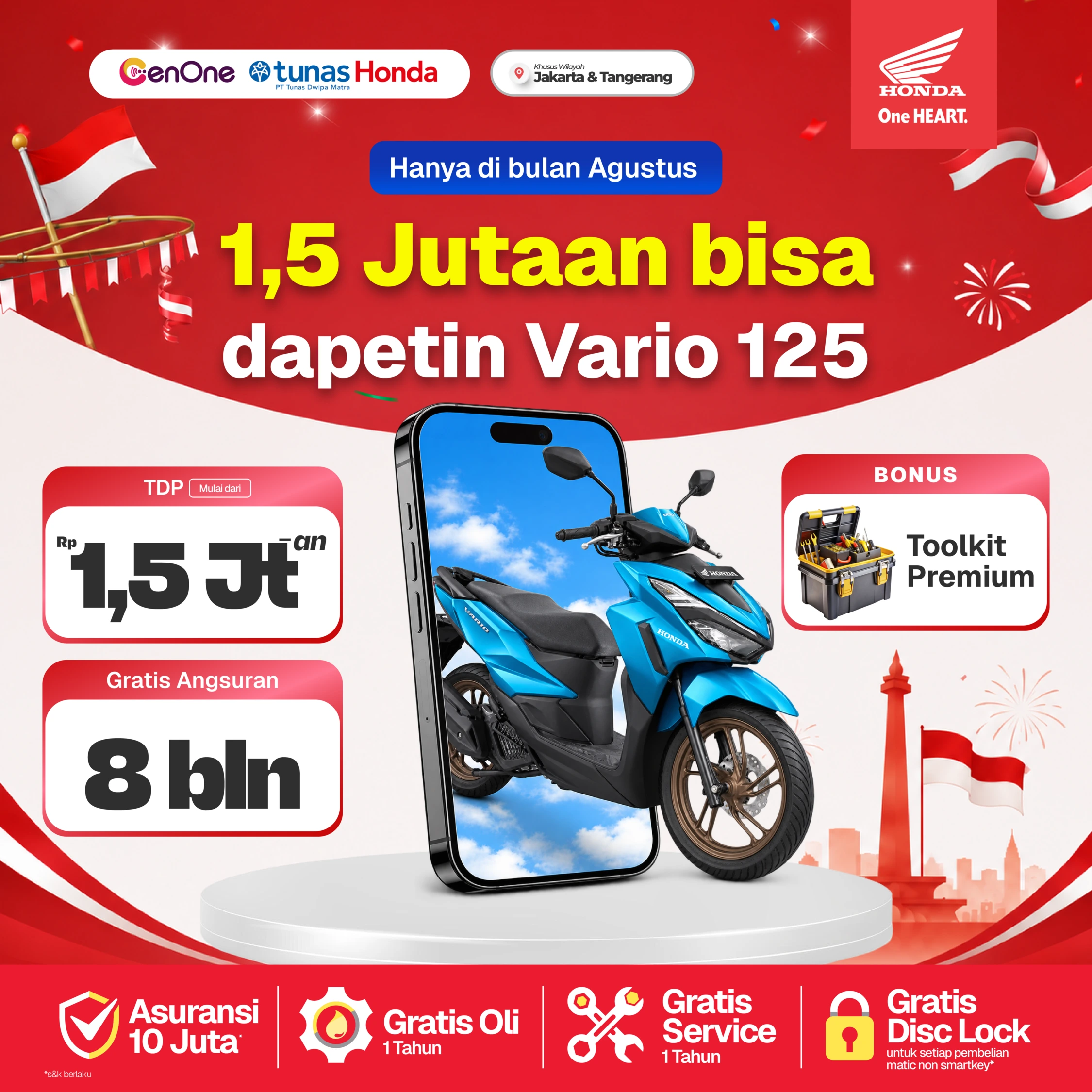PROMO MERDEKA! 1,5 JUTAAN BISA DAPETIN HONDA VARIO 125!